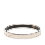 Hermes Enamel PM Carre School Carriage Logo Bangle Silver Ivory Metal Bracelet — view 2