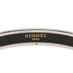 Hermes Enamel PM Carre School Carriage Logo Bangle Silver Ivory Metal Bracelet — view 4