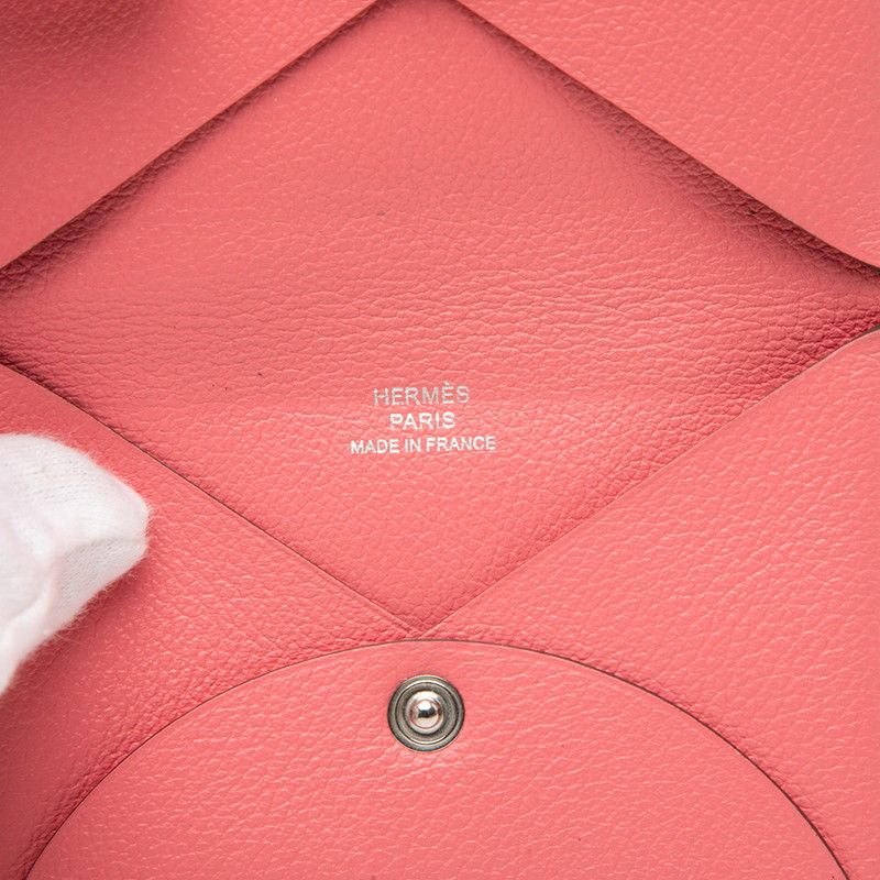 Hermes Calvi Card Case Rose Azalea Pink Evercolor — view 4