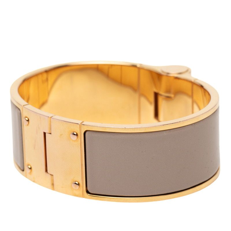 Hermes Charnier GM Bangle Bracelet Gold Beige Plated — view 2