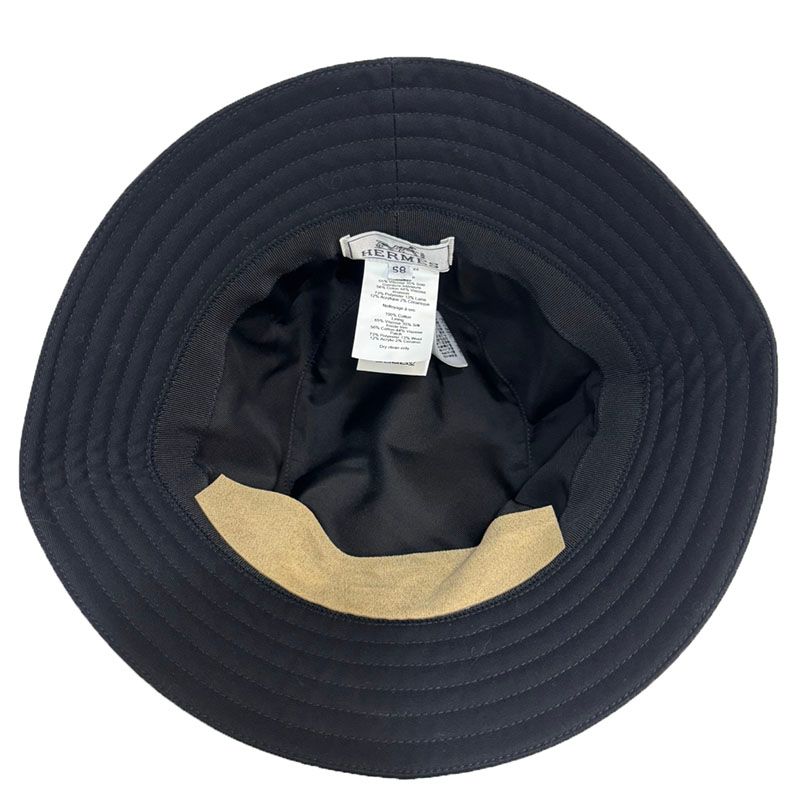 Hermes Hapa-h Series Bucket Hat 58 Black Cotton Rayon Silk — view 4