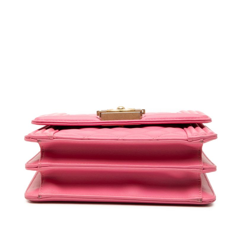 Chanel CC Logo Quilted Chain Shoulder Bag Pink Lambskin — view 3