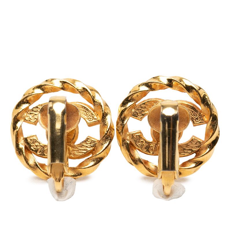 Chanel CC Logo Earrings Gold Plated Rhinestone — view 2