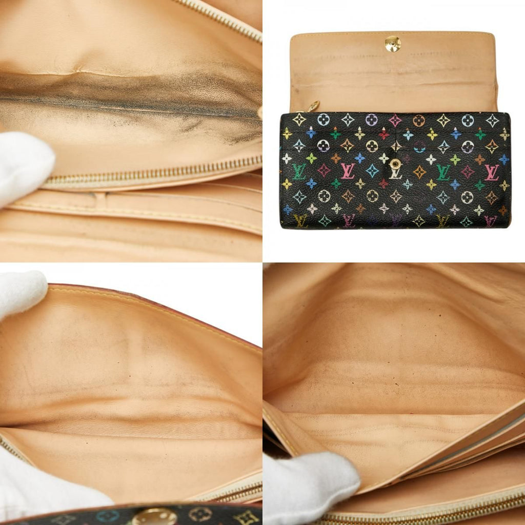 Louis Vuitton Monogram Multicolor Portefeuille Sarah Wallet Noir Black Leather — view 9