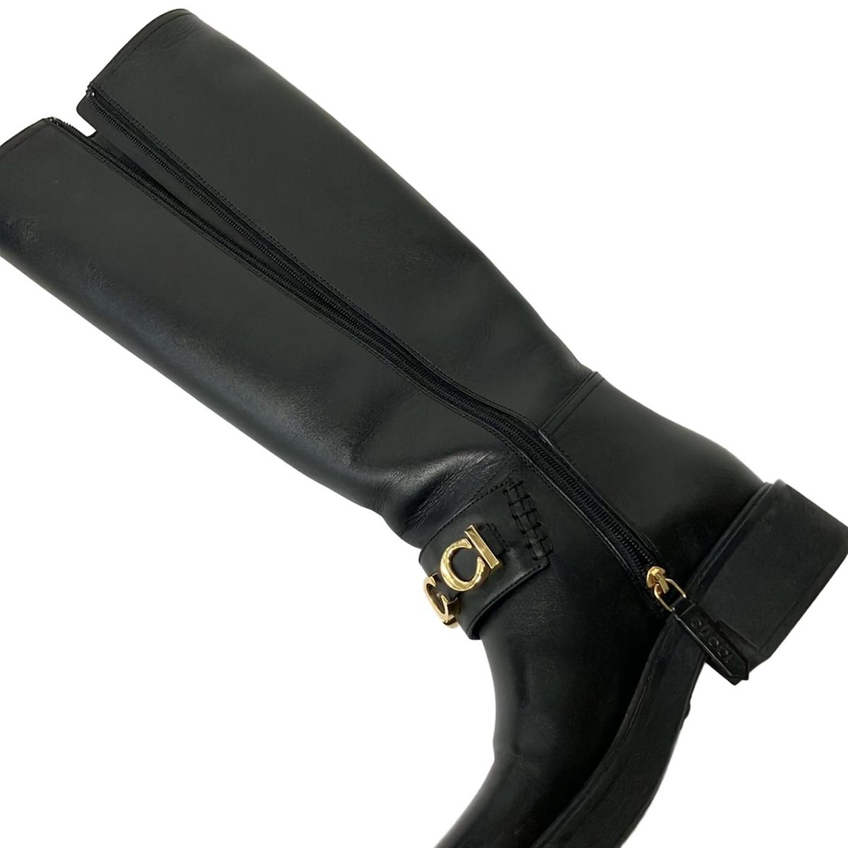 Gucci Long Boots 36 Black Logo Leather — view 5