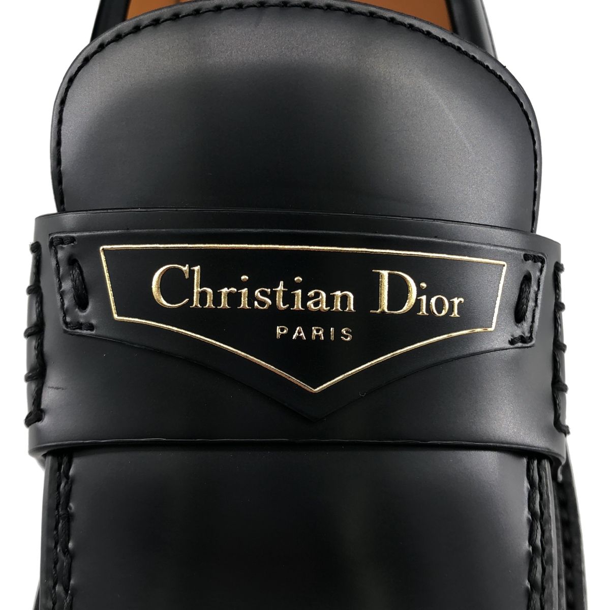 Dior Boy Leather Logo Loafers Shoes 38 Black — view 9