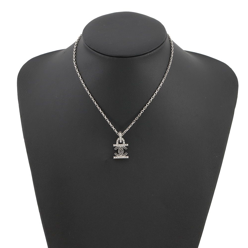 Chanel Necklace CC Logo Rhinestone Faux Pearl — view 4
