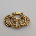 Chanel Brooch CC Logo Gold Ring 3 Rows Vintage
