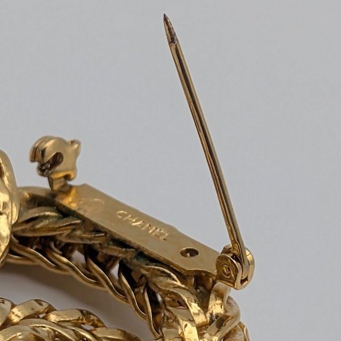 Chanel Brooch CC Logo Gold Ring 3 Rows Vintage — view 7
