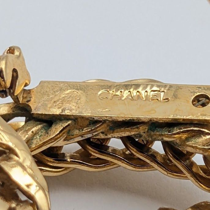 Chanel Brooch CC Logo Gold Ring 3 Rows Vintage — view 8