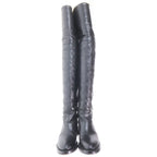 Celine Mouton Leather Shearling Lining Long Boots Black — view 2