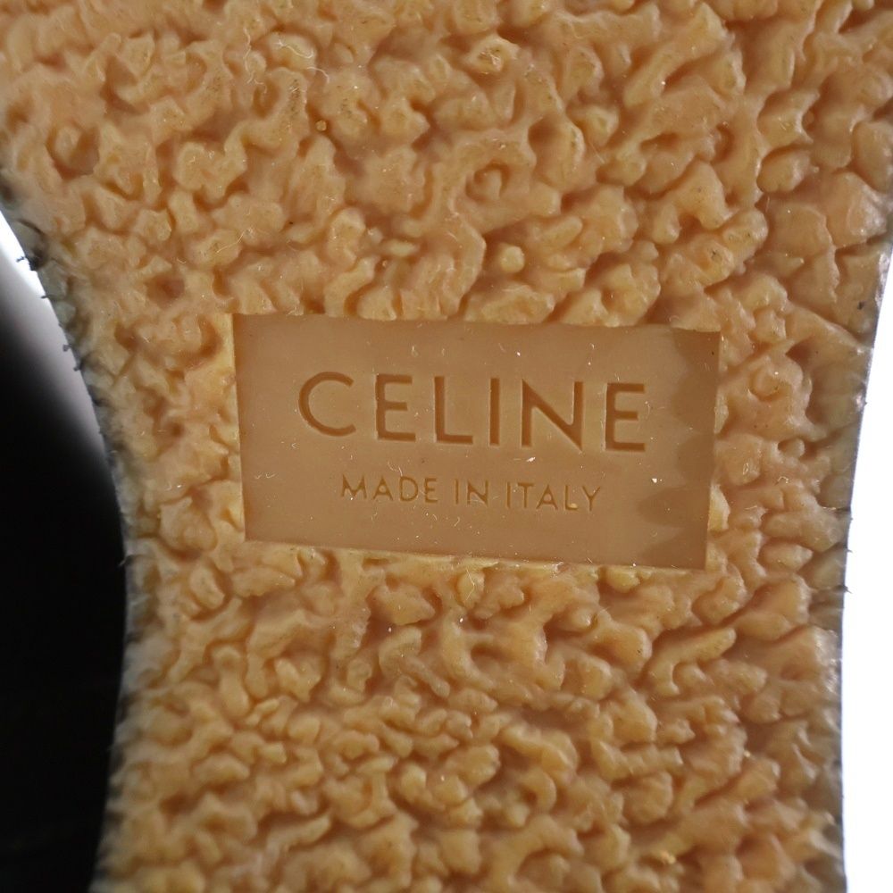 Celine Mouton Leather Shearling Lining Long Boots Black — view 6