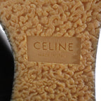 Celine Mouton Leather Shearling Lining Long Boots Black — view 6