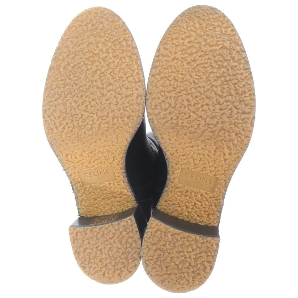 Celine Mouton Leather Shearling Lining Long Boots Black — view 5