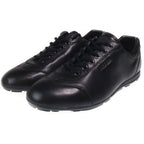 Prada Logo Leather Lace Up Low Cut Shoes Black — view 2