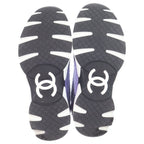 Chanel CC Logo Wool Tweed Low Cut Sneakers Purple — view 5