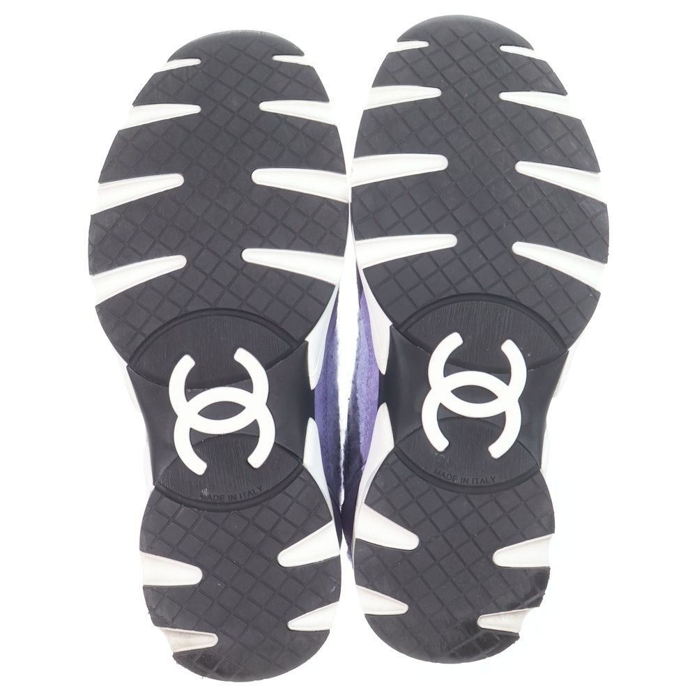 Chanel CC Logo Wool Tweed Low Cut Sneakers Purple — view 5