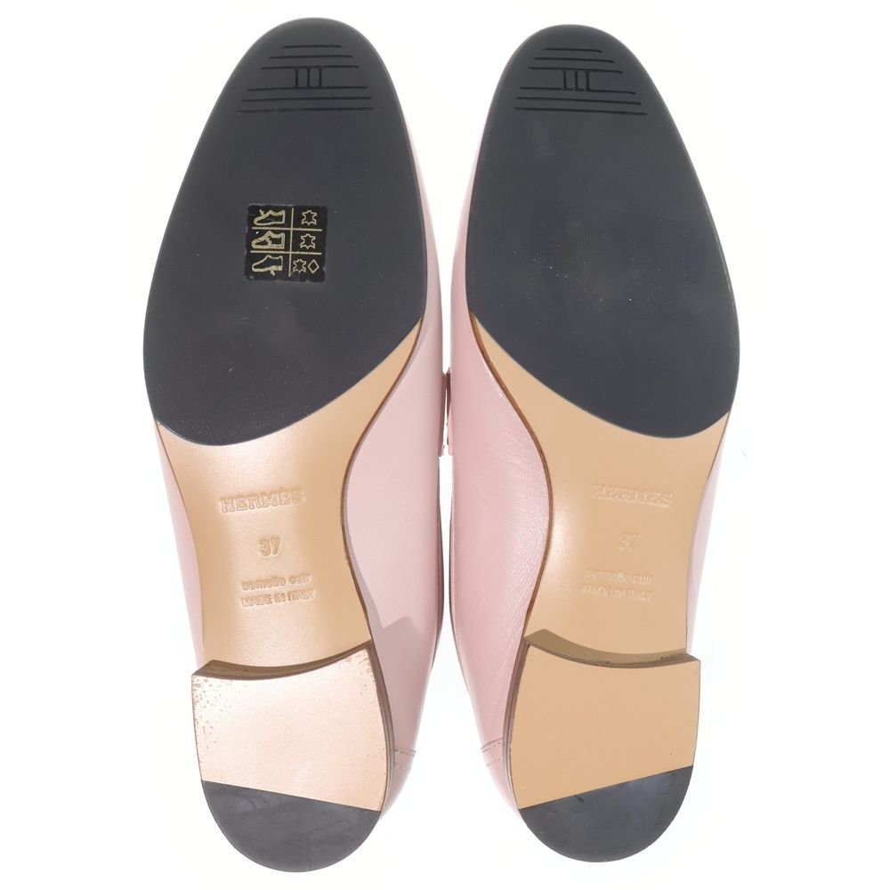 Hermes Moccasin Royal Calf Leather Loafers Shoes Pink — view 5