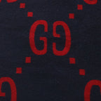 Gucci Jumbo GG Logo Wool Silk Scarf Red Navy — view 2