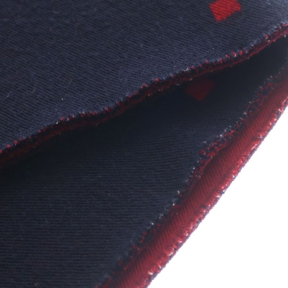 Gucci Jumbo GG Logo Wool Silk Scarf Red Navy — view 6
