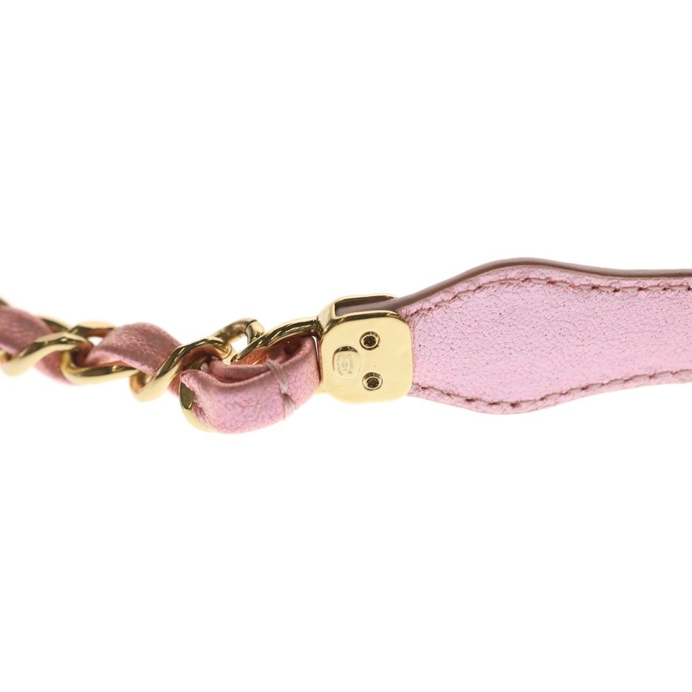 Chanel CC Logo Leather Chain Belt Pink Gold — view 5