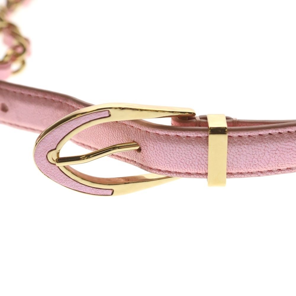 Chanel CC Logo Leather Chain Belt Pink Gold — view 4