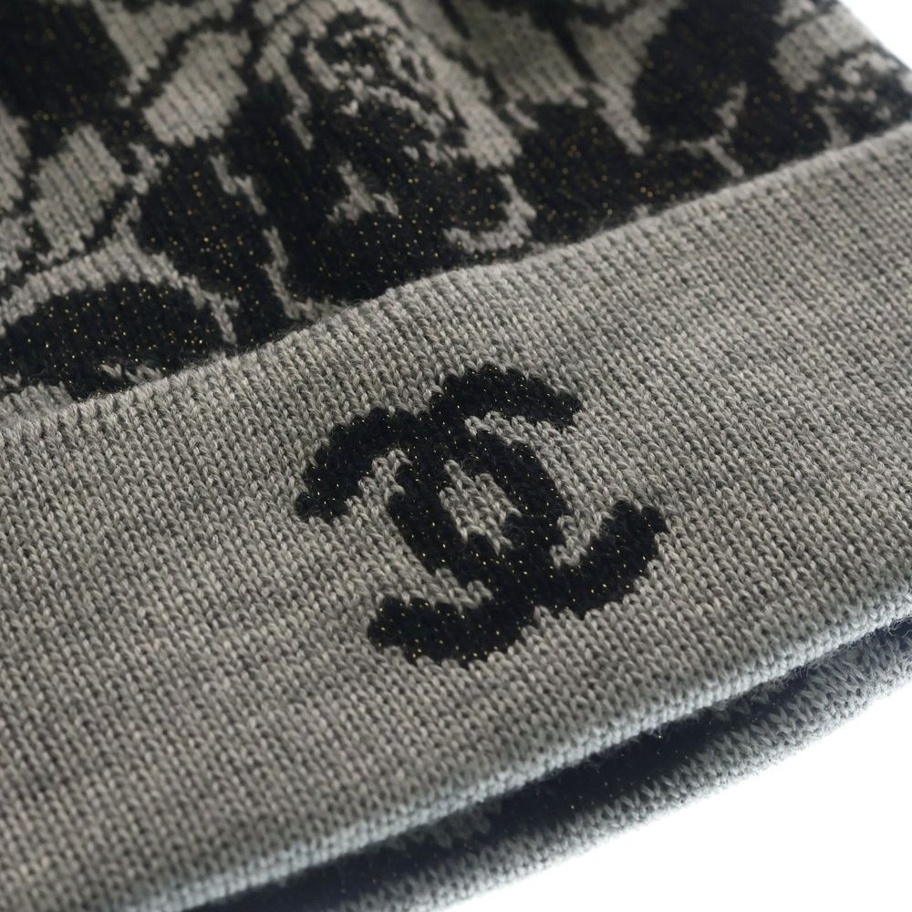 Chanel Camellia CC Logo Cashmere Blend Wool Knit Beanie — view 5