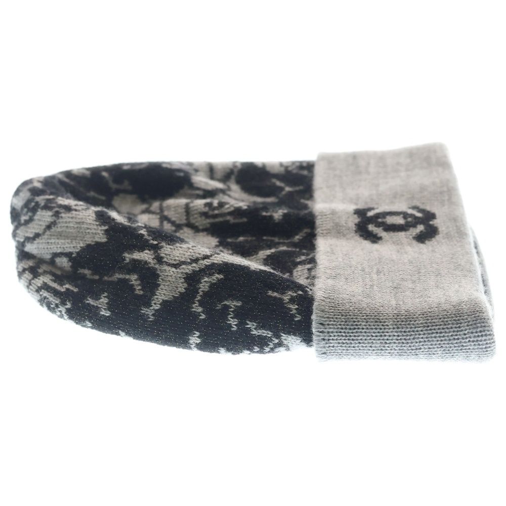 Chanel Camellia CC Logo Cashmere Blend Wool Knit Beanie — view 4
