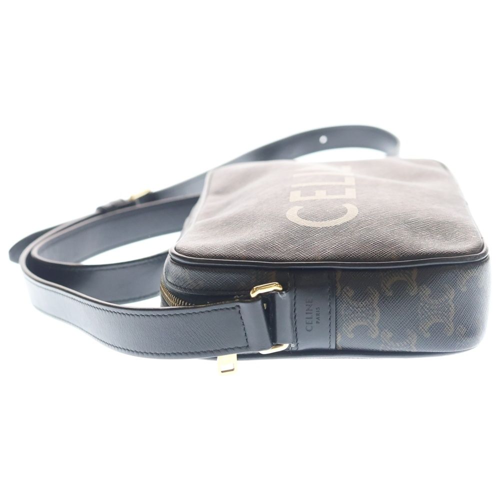 Celine Logo Print Messenger Bag Triomphe Canvas Brown — view 3