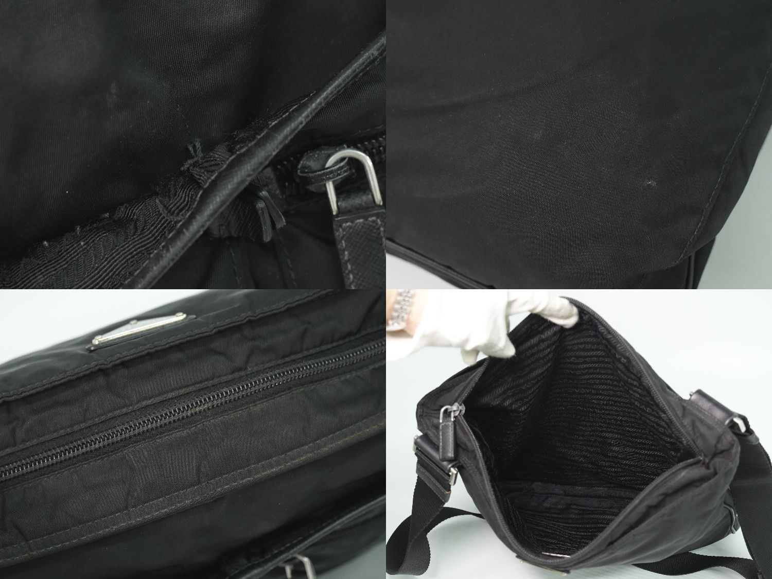 Prada Tessuto Shoulder Bag Pochette Nylon Black — view 8