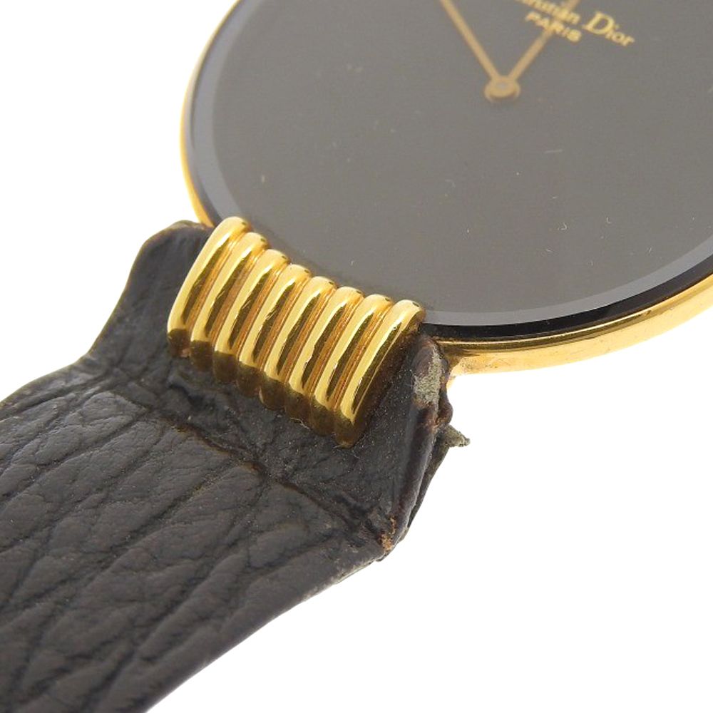 Dior Bakira 47 Stainless Steel Leather Quartz Analog Display Black Dial Watch — view 8