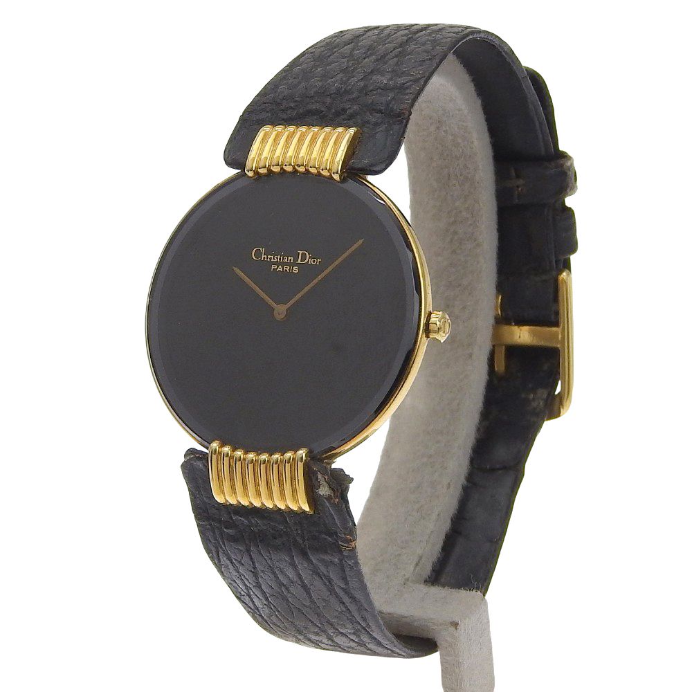 Dior Bakira 47 Stainless Steel Leather Quartz Analog Display Black Dial Watch — view 2