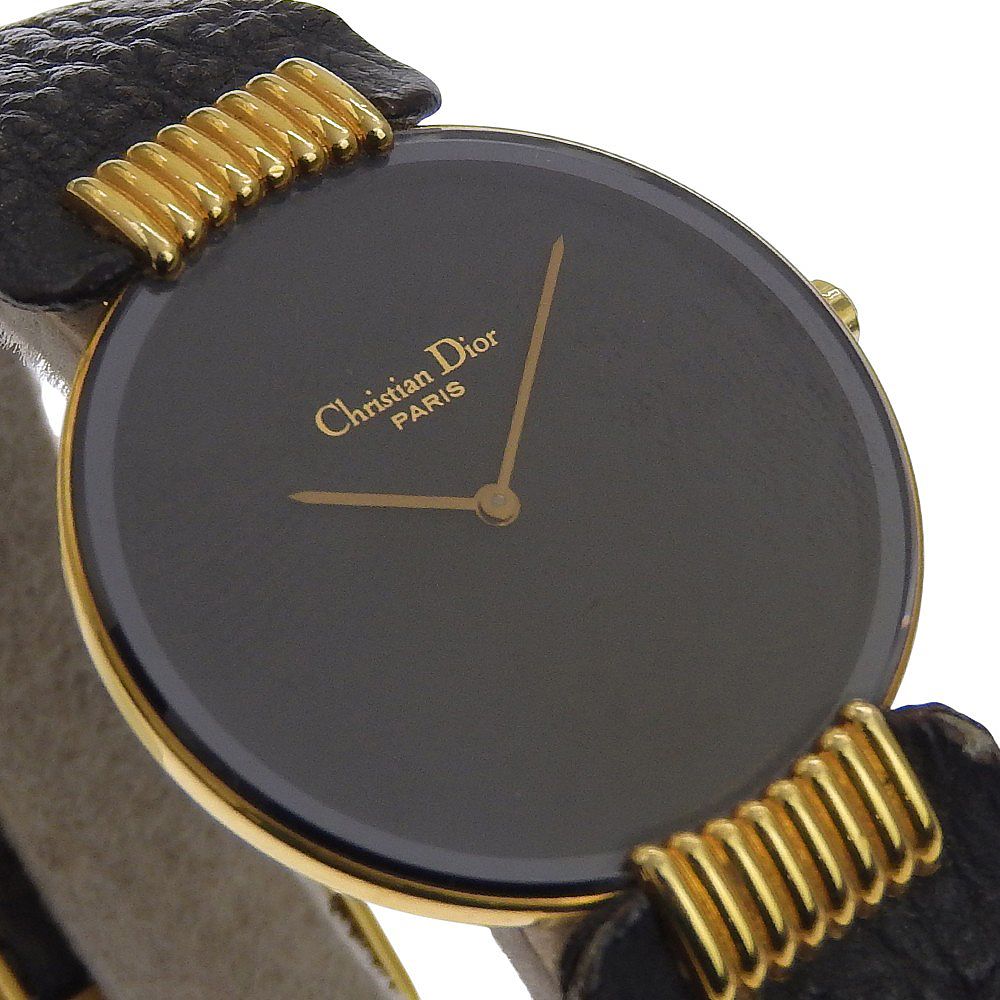 Dior Bakira 47 Stainless Steel Leather Quartz Analog Display Black Dial Watch — view 3