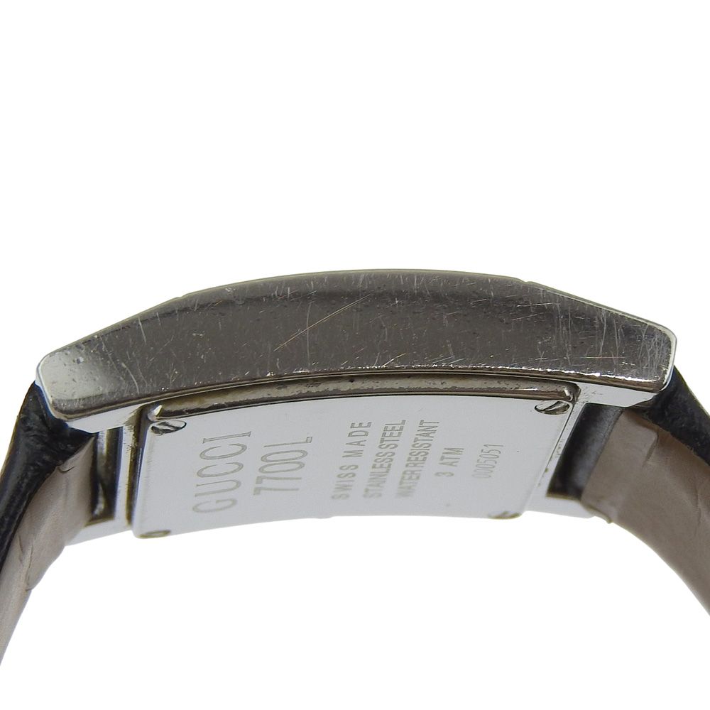 Gucci Stainless Steel Leather Quartz Analog Display Black Dial Watch — view 6