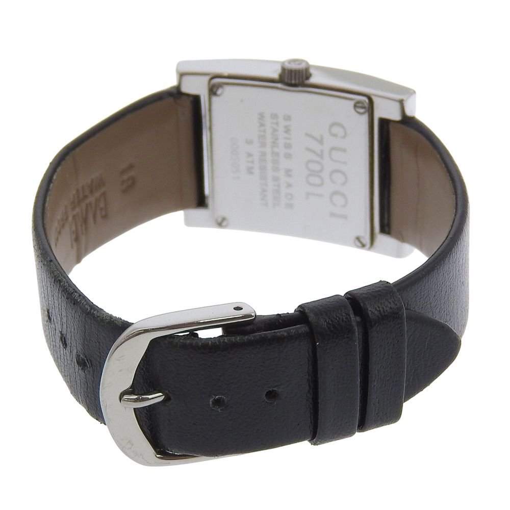 Gucci Stainless Steel Leather Quartz Analog Display Black Dial Watch — view 4