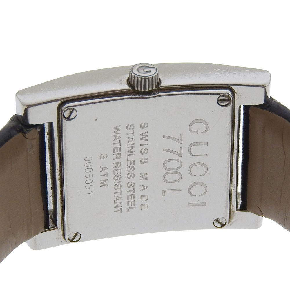 Gucci Stainless Steel Leather Quartz Analog Display Black Dial Watch — view 5