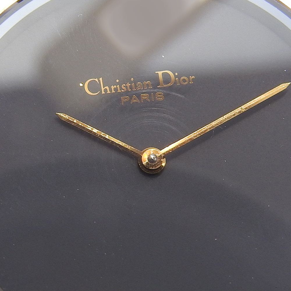 Dior Bakira 47. Gold Plated Leather Quartz Analog Display Black Dial Watch — view 7