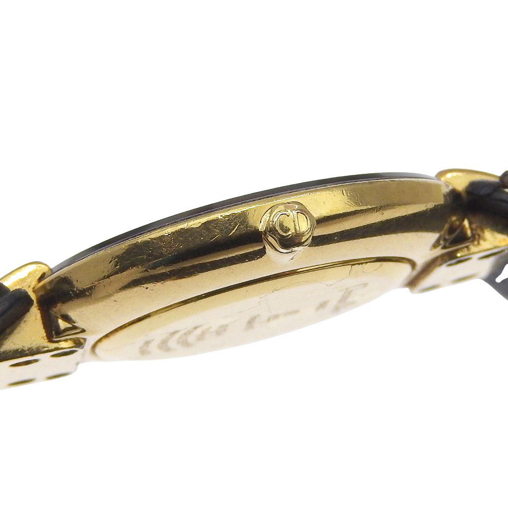 Dior Bakira 47. Gold Plated Leather Quartz Analog Display Black Dial Watch — view 6