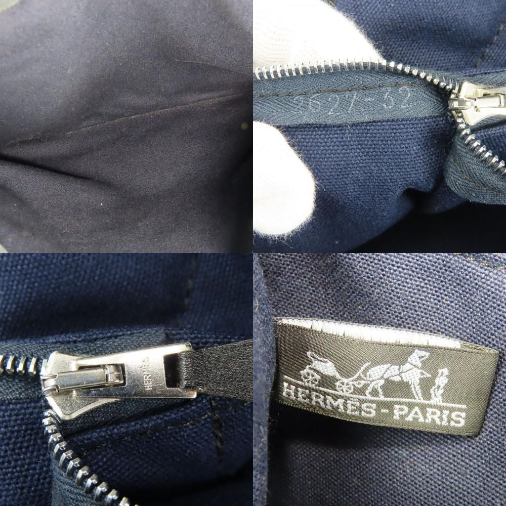 Hermes Tote Fourre Tout MM Canvas Navy Black Everyday Use — view 8