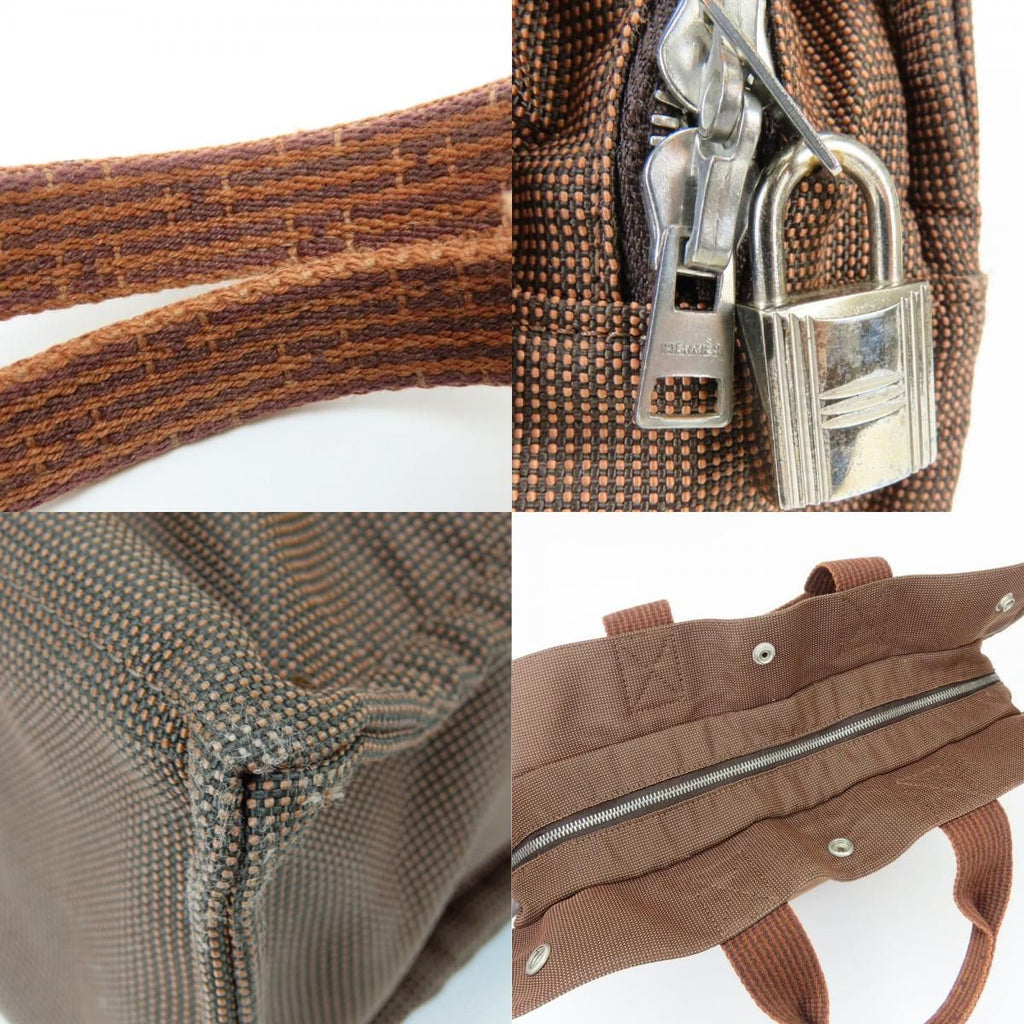 Hermes Tote Her Line MM Polyester Brown Vintage Everyday Use — view 6
