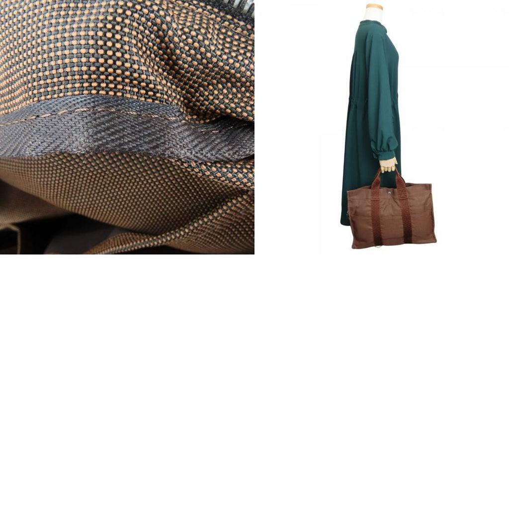 Hermes Tote Her Line MM Polyester Brown Vintage Everyday Use — view 9