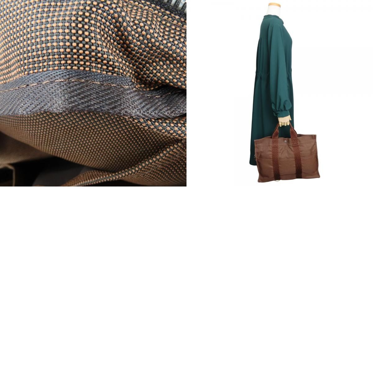 Hermes Tote Her Line MM Polyester Brown Vintage Everyday Use — view 9