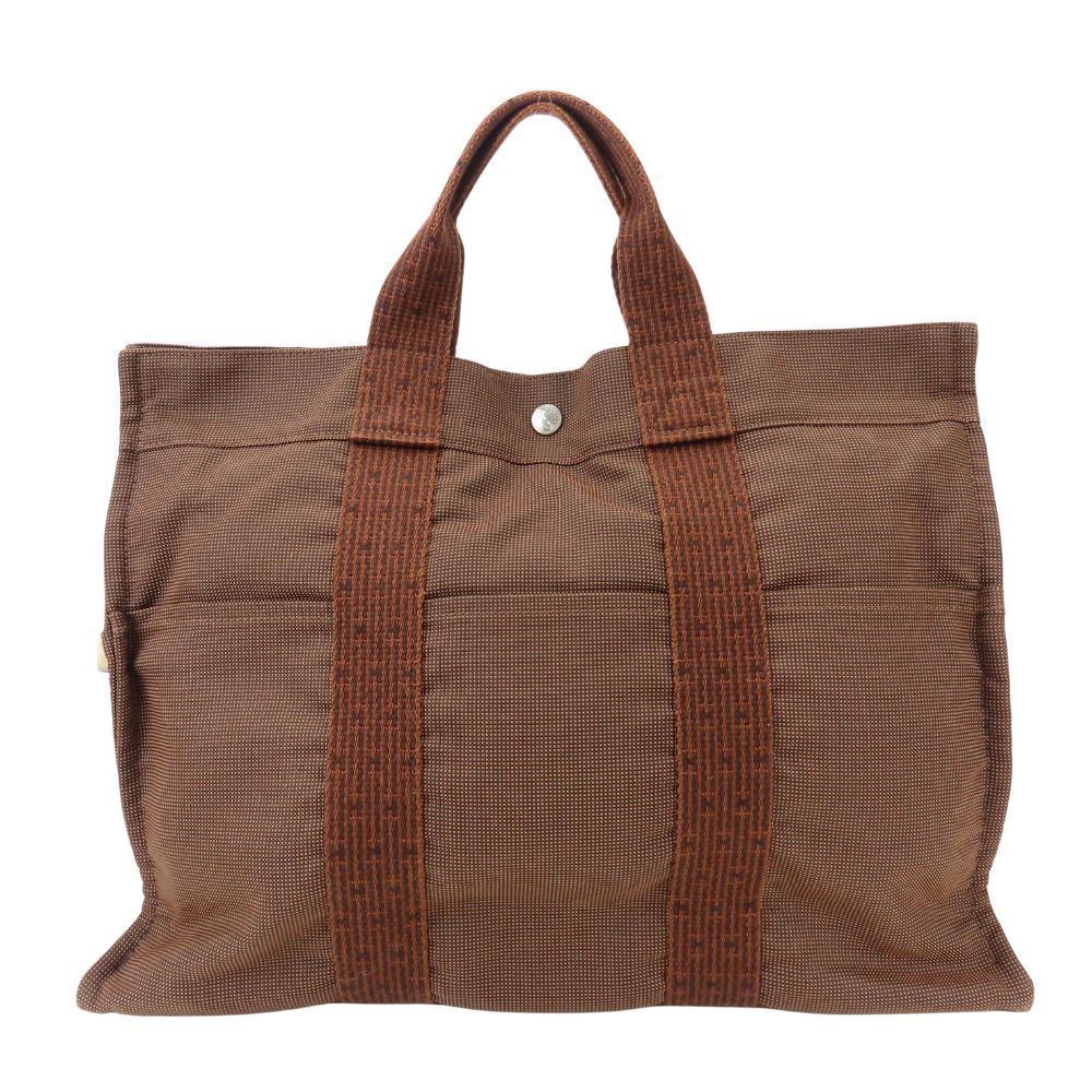 Hermes Tote Her Line MM Polyester Brown Vintage Everyday Use — view 3