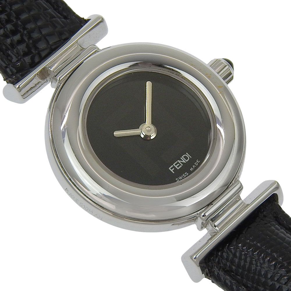 Fendi Stainless Steel Leather Quartz Analog Display Black Dial Watch — view 3