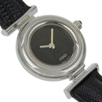 Fendi Stainless Steel Leather Quartz Analog Display Black Dial Watch — view 3