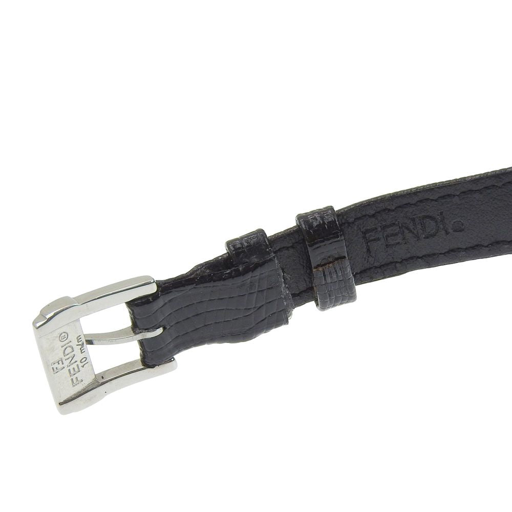 Fendi Stainless Steel Leather Quartz Analog Display Black Dial Watch — view 7