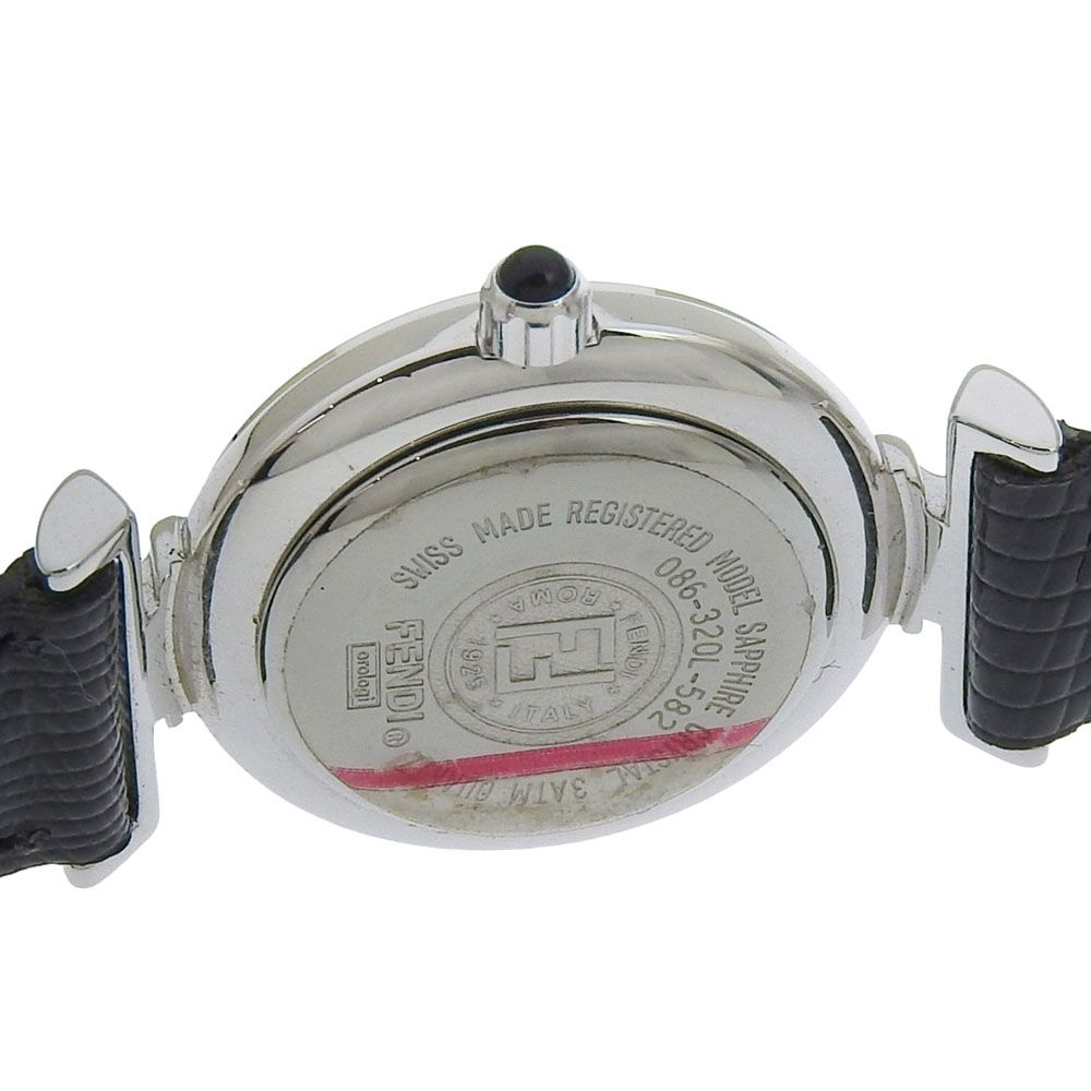 Fendi Stainless Steel Leather Quartz Analog Display Black Dial Watch — view 5