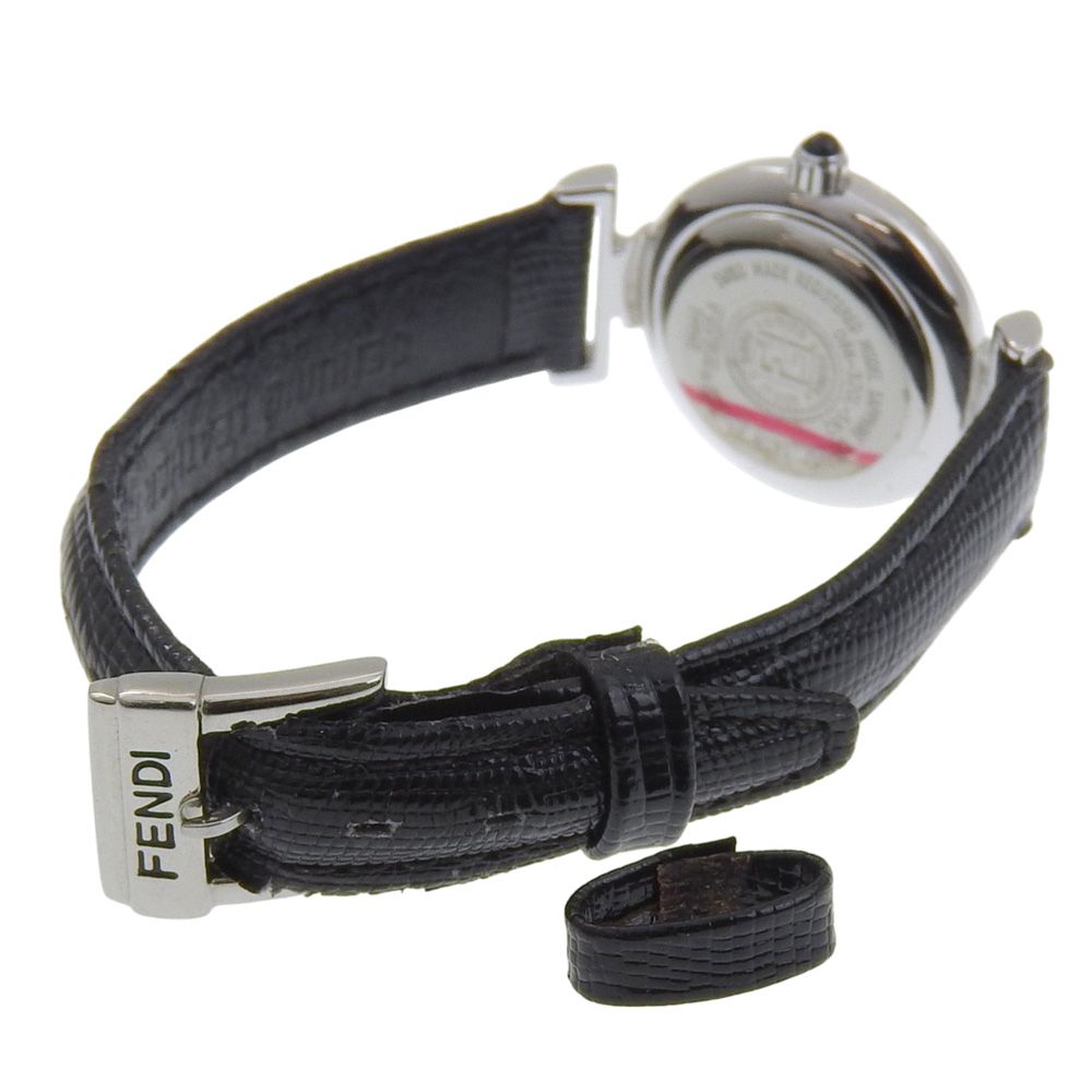 Fendi Stainless Steel Leather Quartz Analog Display Black Dial Watch — view 4