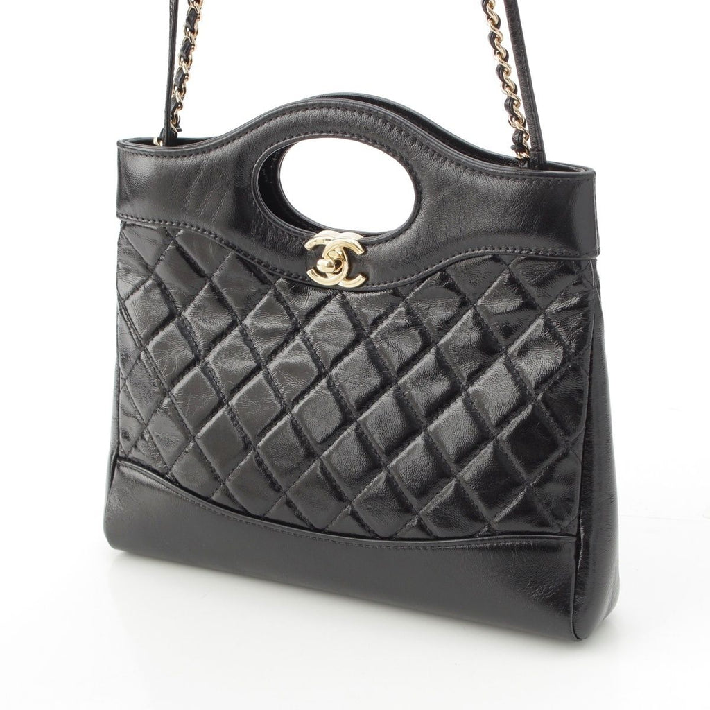 Chanel 31 Trantean Mini Shiny Calf Shopping 2-Way Shoulder Handbag Black — view 2