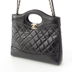 Chanel 31 Trantean Mini Shiny Calf Shopping 2-Way Shoulder Handbag Black — view 2